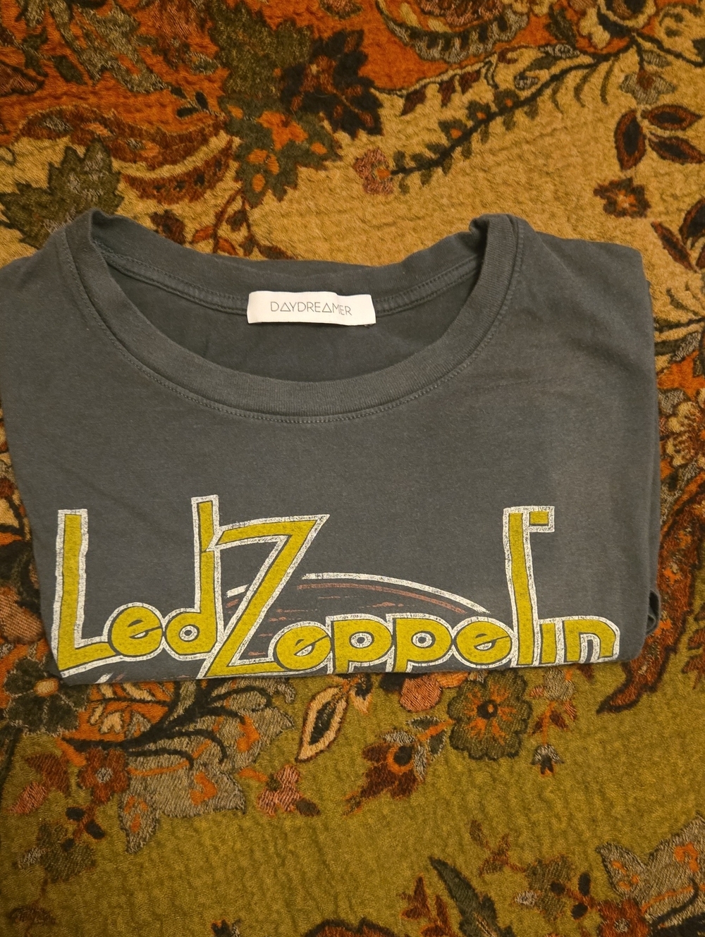 Daydreamer Charcoal Led Zeppelin Graphic Tee with Yellow Print - Picture 1 of 8